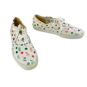 Vintage 90s Keds Sneakers Womens 9 M White Multi Colored Dots Swirls Novelty Pri